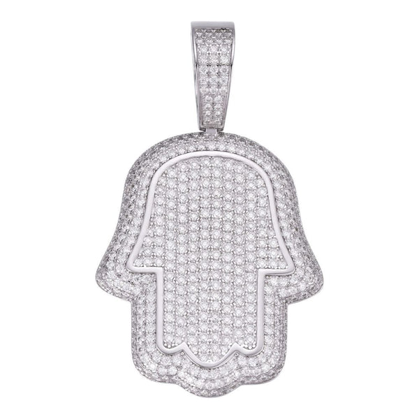 Hamsa Hand Iced Out Moissanite Rapper Style Hip Hop Pendant