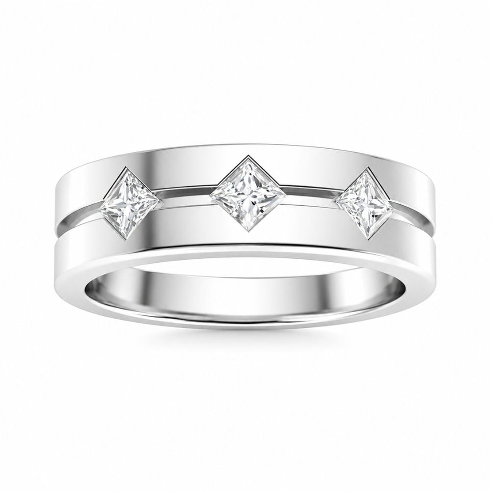 Princess Cut Lab Grown Diamond Wedding Band For Men