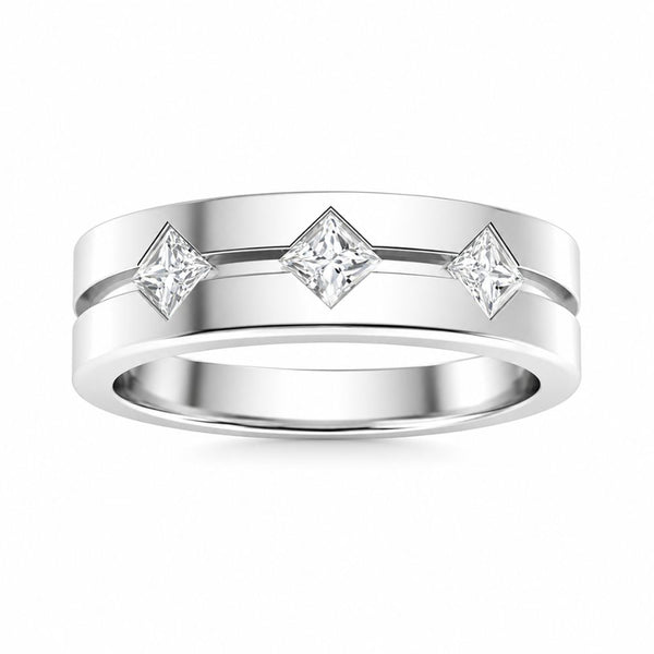Princess Cut Lab Grown Diamond Wedding Band For Men