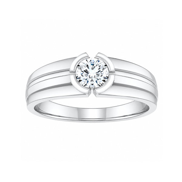 Lab Grown Diamond Round Cut Solitaire Half Bezel Set Engagement Ring