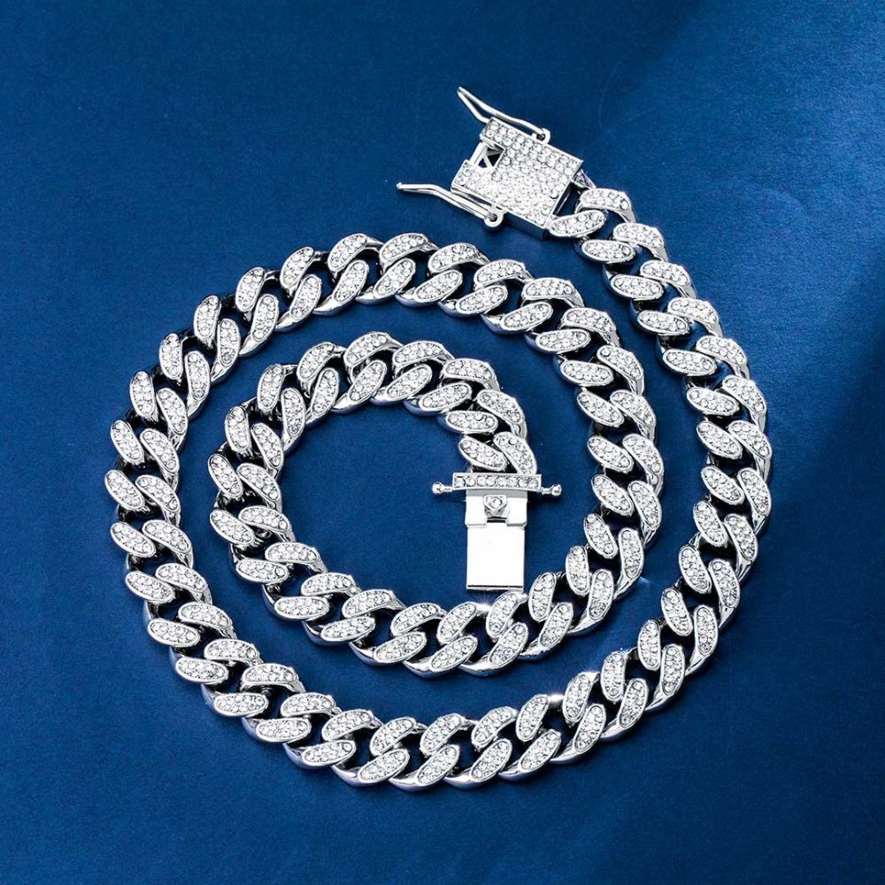 Round Cut Moissanite Iced Out Cuban Link Chain