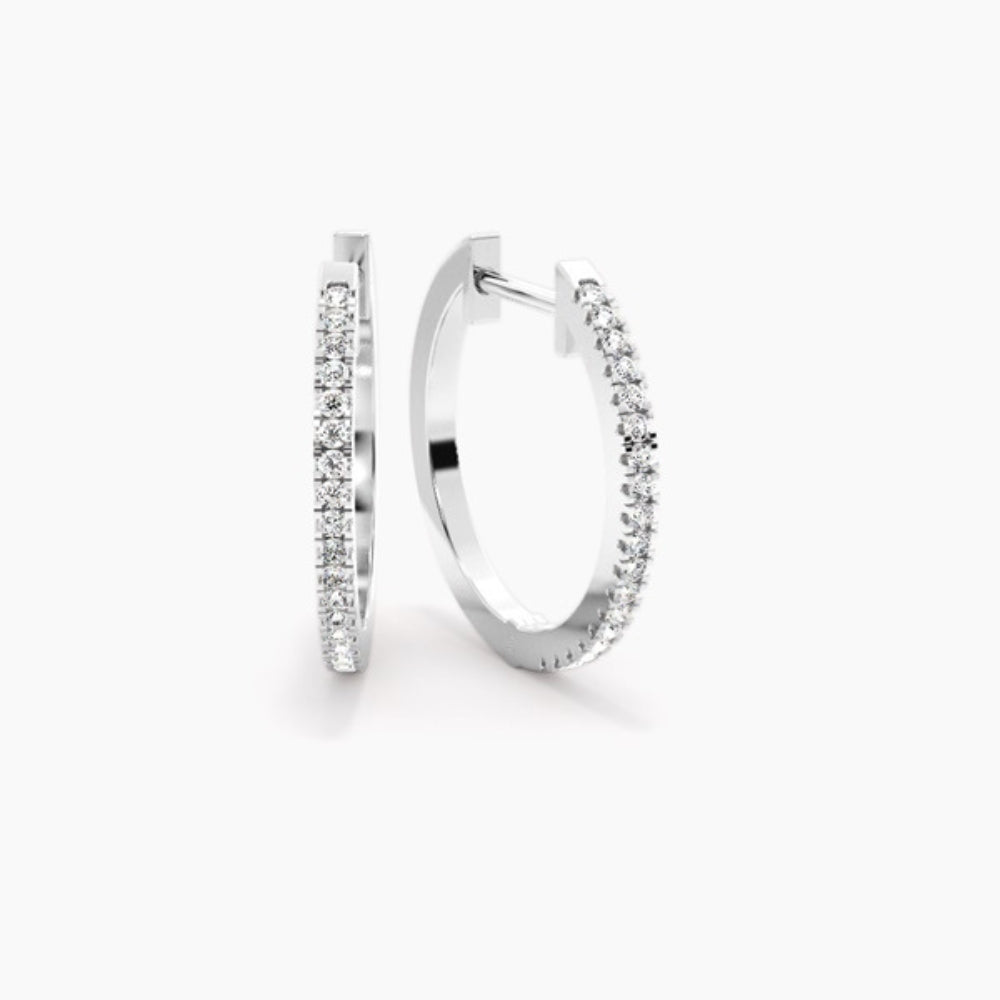 Colorless Moissanite Round Cut Hoop Earrings