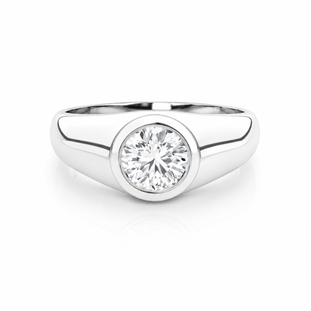 Round Cut Solitaire Bezel Set Lab Grown Diamond Engagement Ring