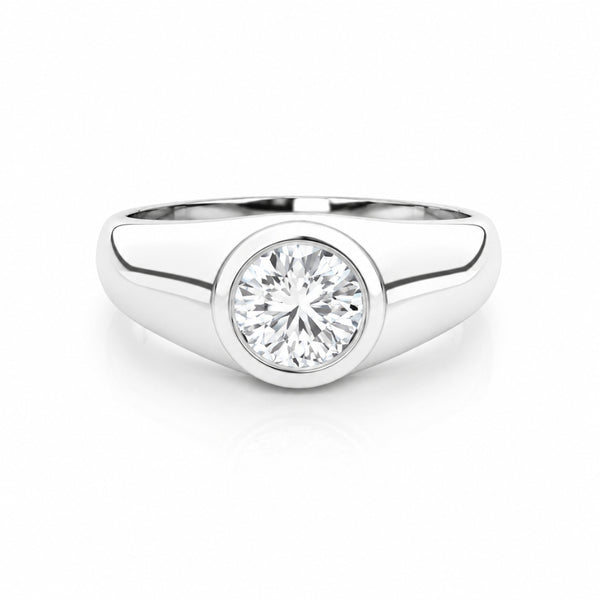 Round Cut Solitaire Bezel Set Lab Grown Diamond Engagement Ring