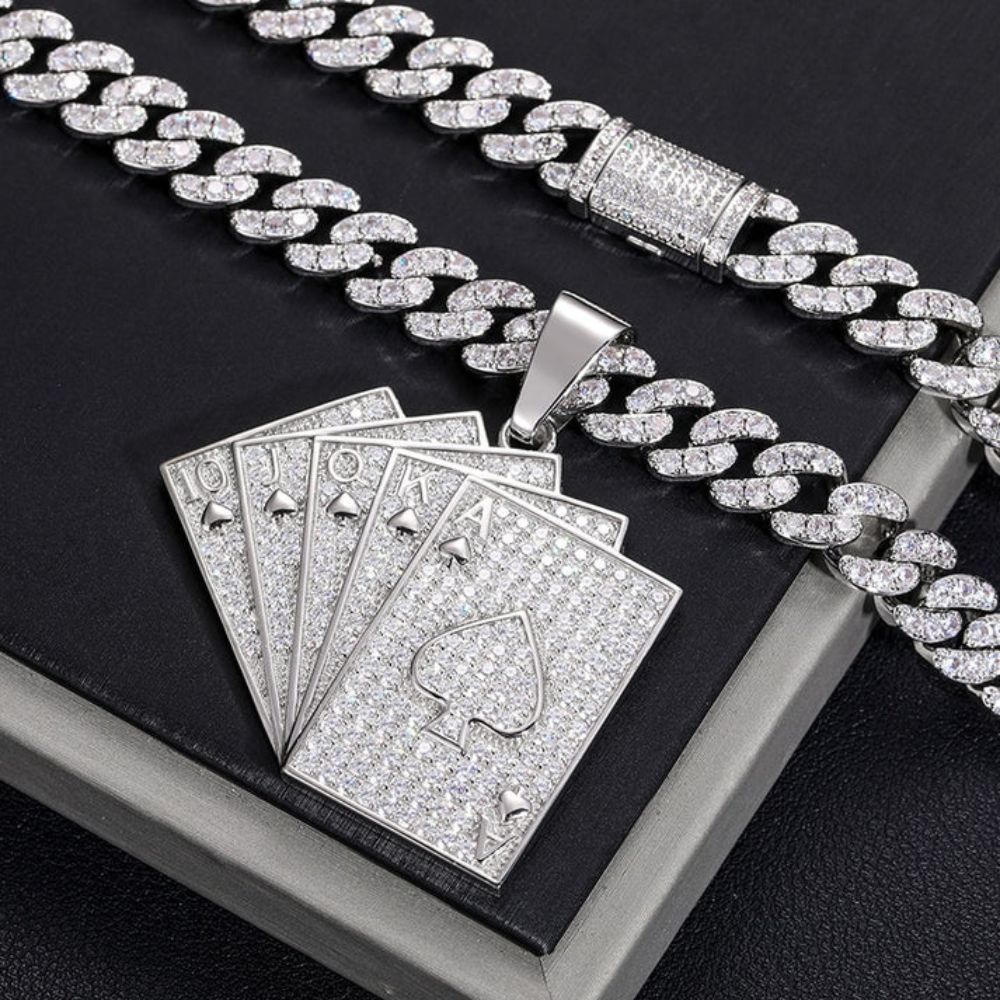 Playing Cards Moissanite Iced Out Hip Hop Pendant