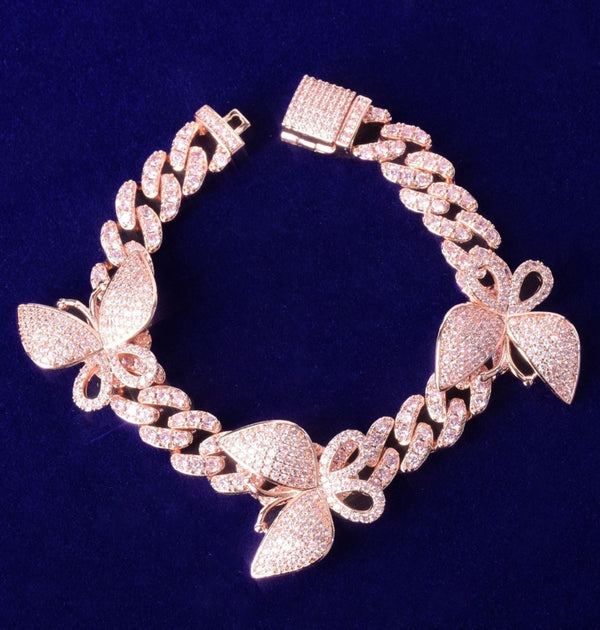 Iced Out Butterfly Cuban Link Men's Hip Hop Bracelet