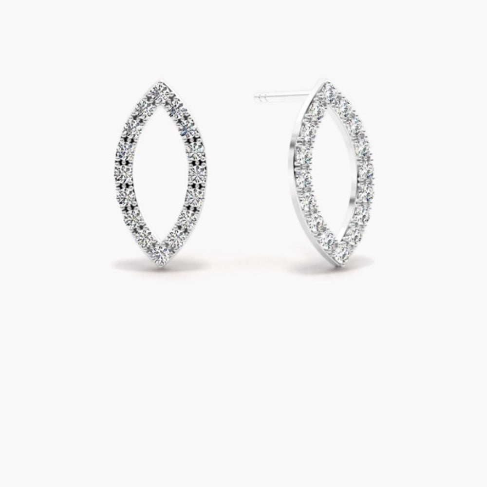 Round Cut Moissanite Pave Set Stud Earring
