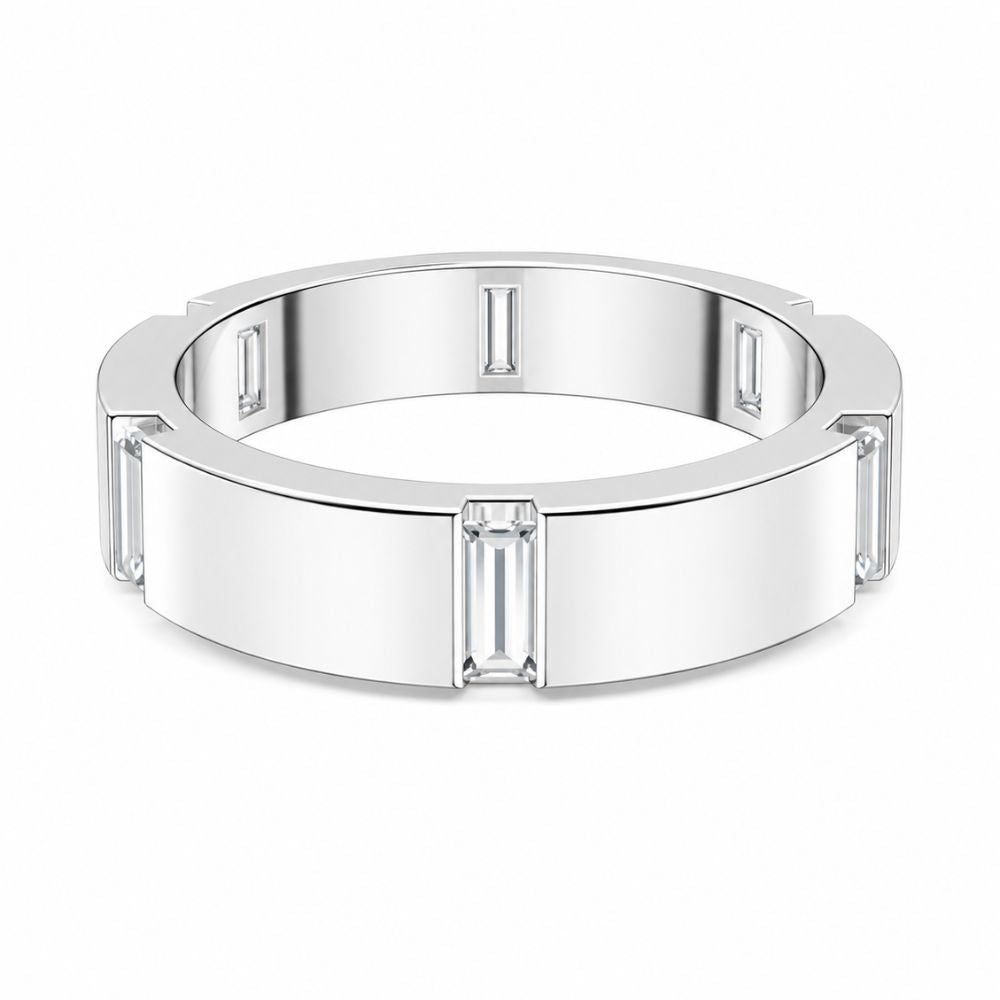 Baguette Cut Lab Grown Diamond Bar Set Wedding Band
