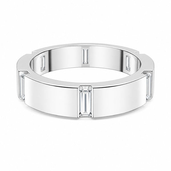 Baguette Cut Lab Grown Diamond Bar Set Wedding Band