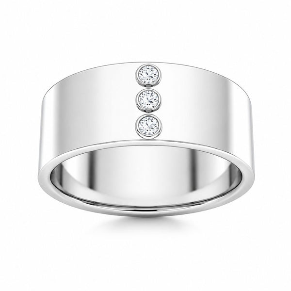 Round Cut Bezel Set Lab Grown Diamond Wedding Band For Men