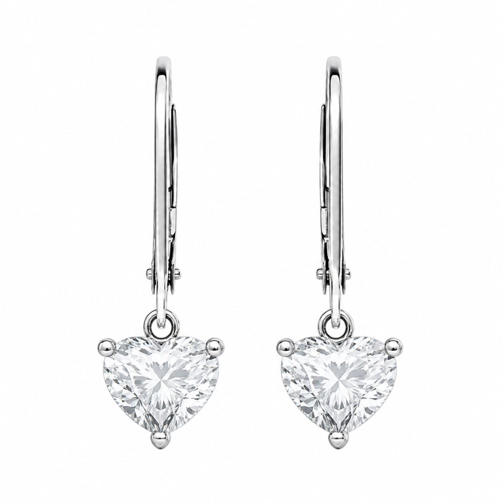Heart Cut Solitaire Elegant Moissanite Drop Dangle Earrings