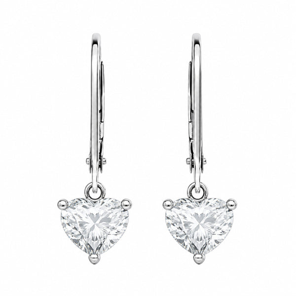 Heart Cut Solitaire Elegant Moissanite Drop Dangle Earrings