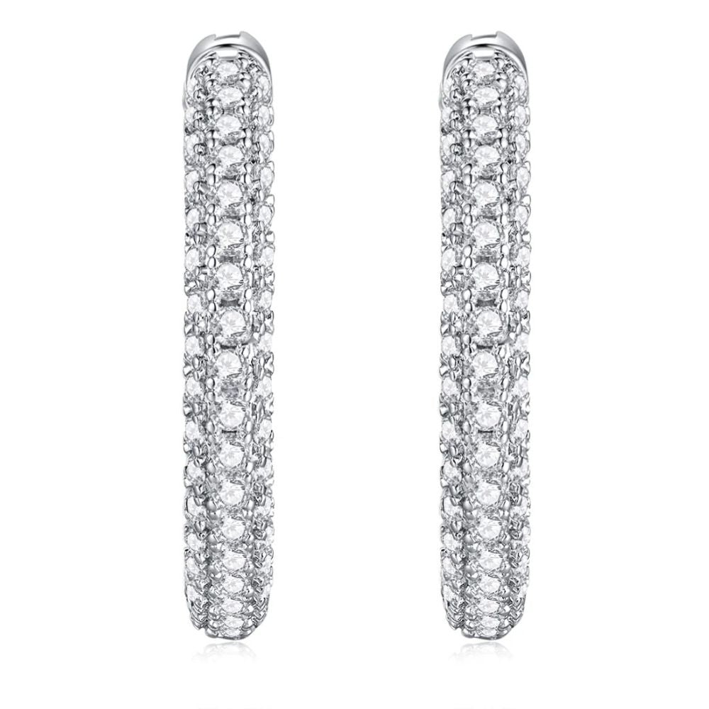 Round Cut Moissanite Hoop Earrings For Anniversary Gift