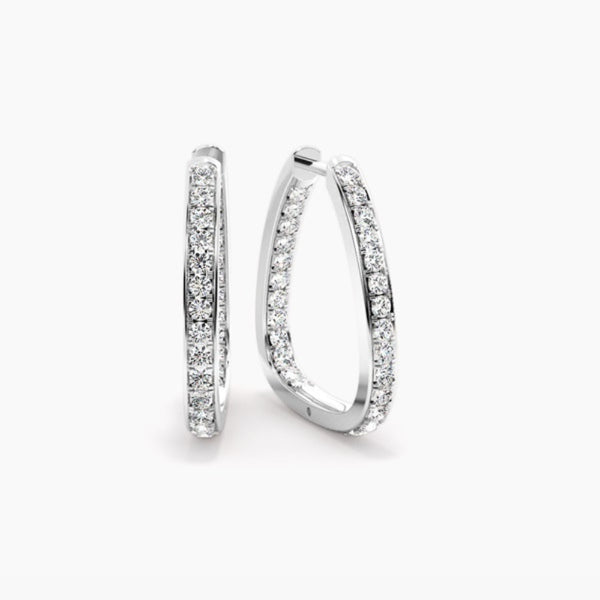 Colorless Moissanite Round Cut Pave Set Hoop Earrings For Women
