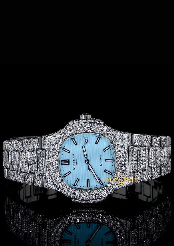 Sky Dial Iced Out Moissanite Diamond Hip Hop Men's Watch