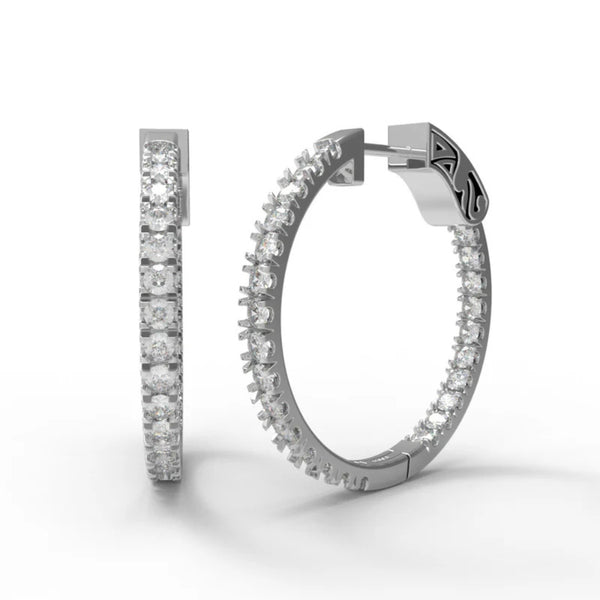 Moissanite Round Cut Pave Set Hoop Earrings