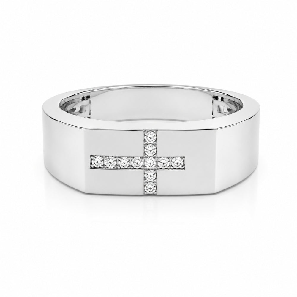 Round Cut Pave Set Lab Grown Diamond Men's Engagement Ring