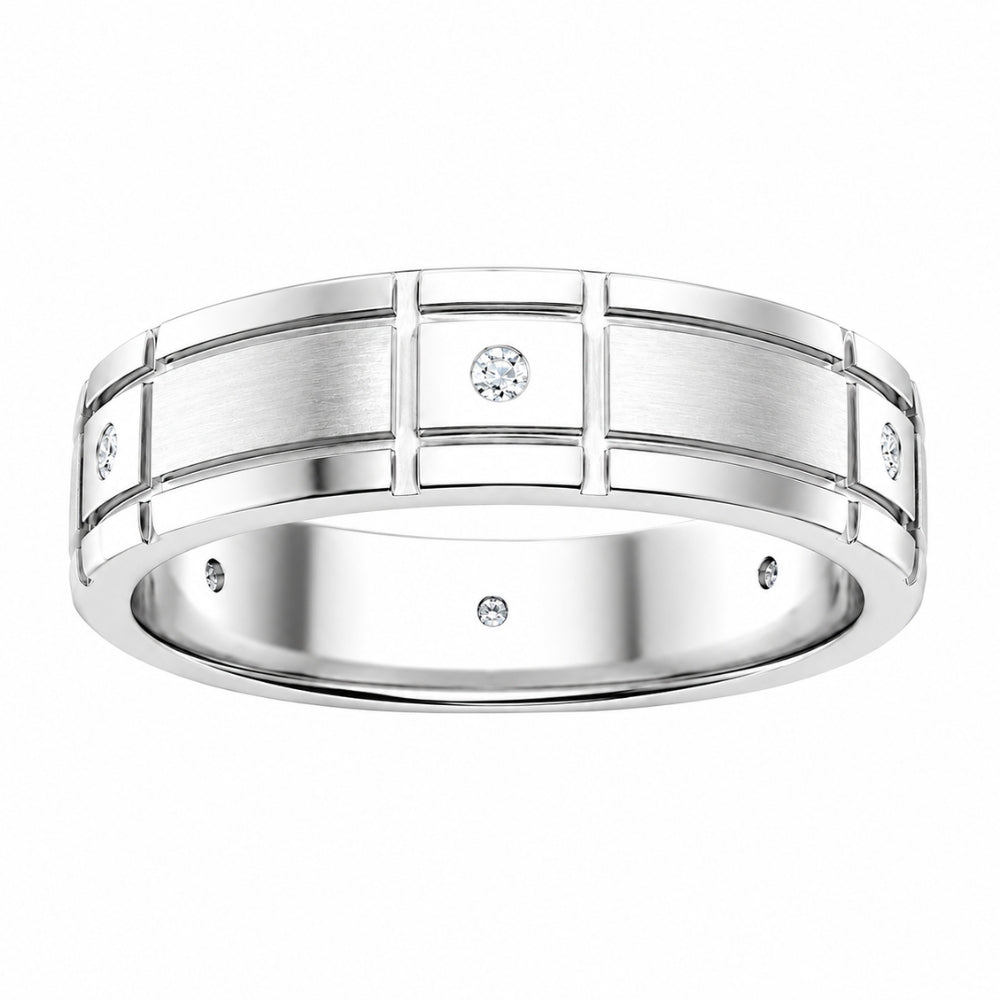 Lab Grown Diamond Round Cut Flush Set Wedding Band For Men