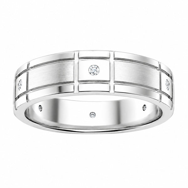 Lab Grown Diamond Round Cut Flush Set Wedding Band For Men