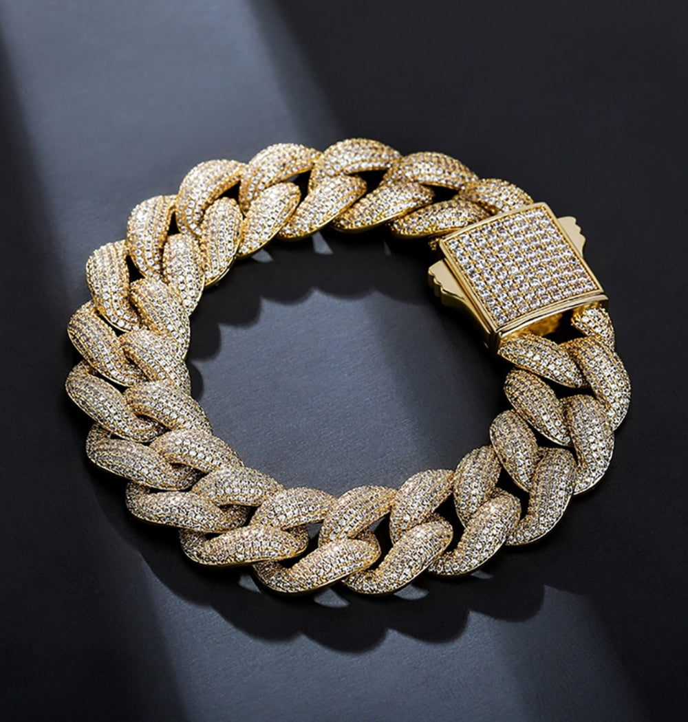 Colorless Moissanite Iced Out Cuban Hip Hop Bracelet