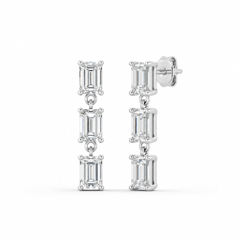 Emerald Cut Moissanite Classic Earrings For Women's Day Gift