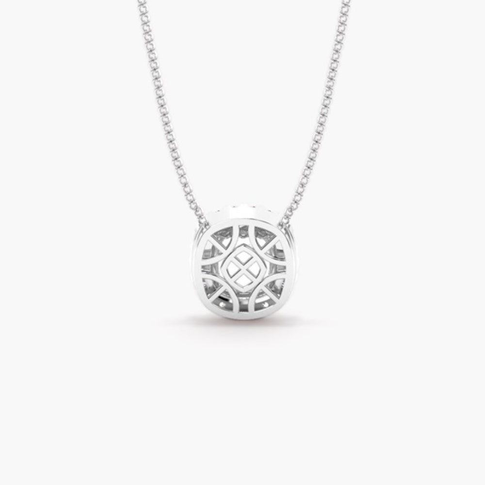 Cushion Cut Moissanite Halo Style Pendant