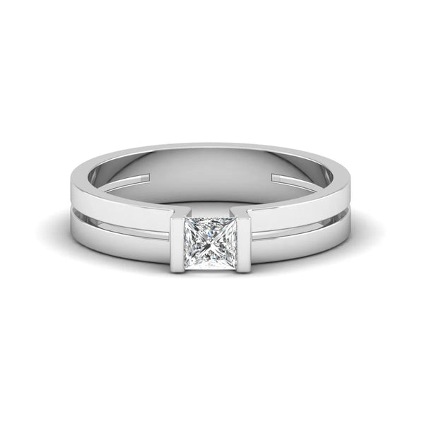 Princess Cut Lab Grown Diamond Solitaire Bar Set Engagement Ring