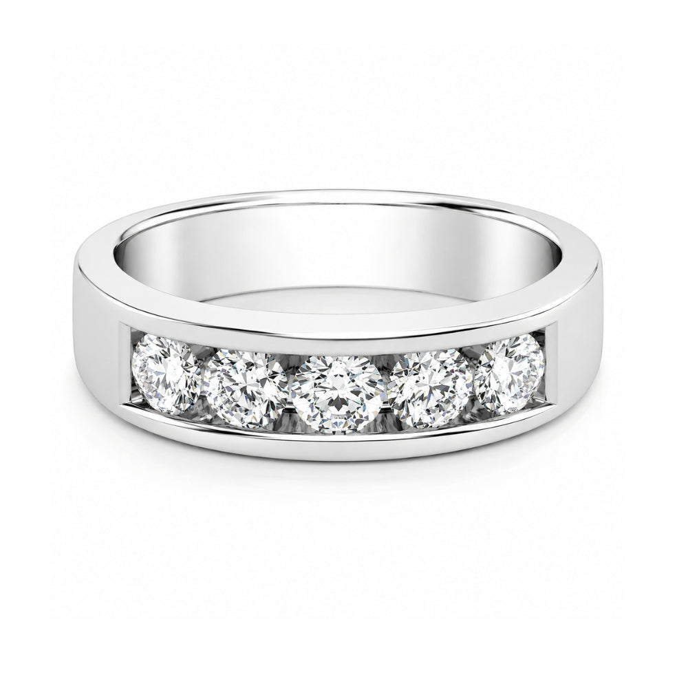 Channel Set Round Cut Lab Grown Diamond Engagement Ring