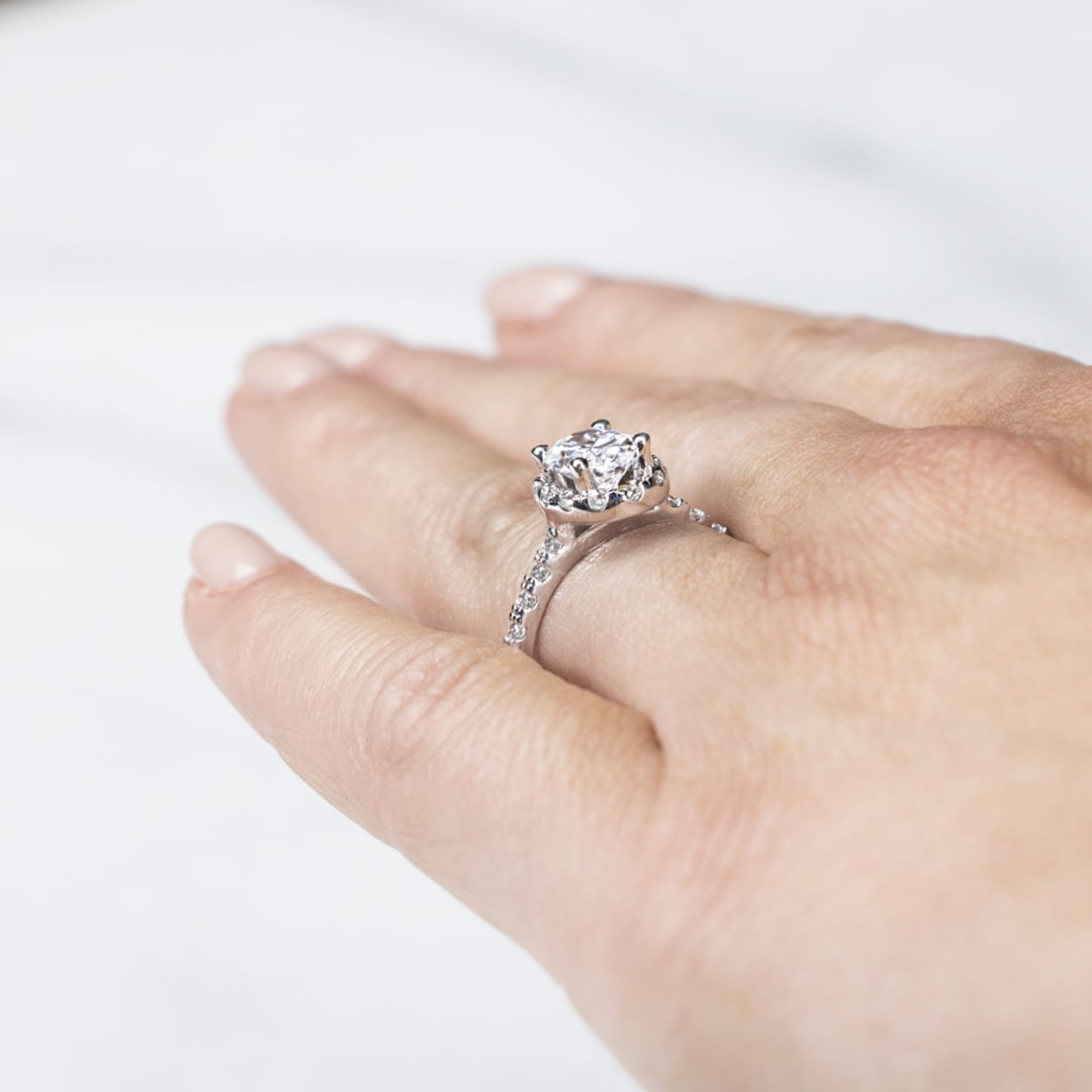 Brilliant Round Cut Halo Moissanite Ring