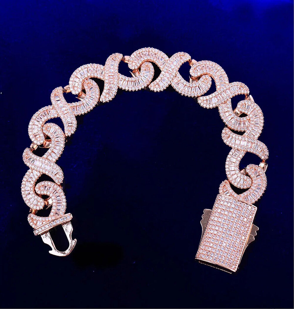 Iced Out Moissanite Infinity Link Hip Hop Bracelet