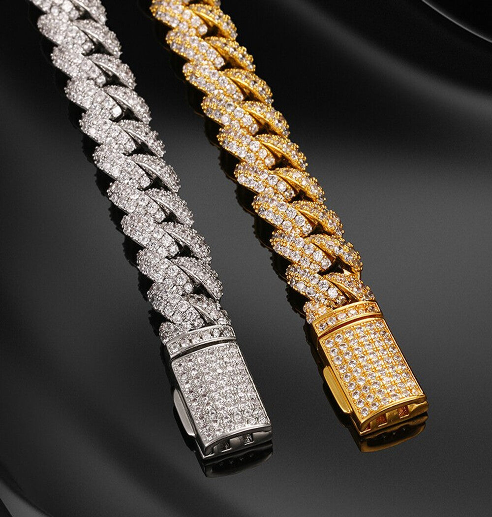 Colorless Moissanite  Iced Out Cuban Link Bracelet