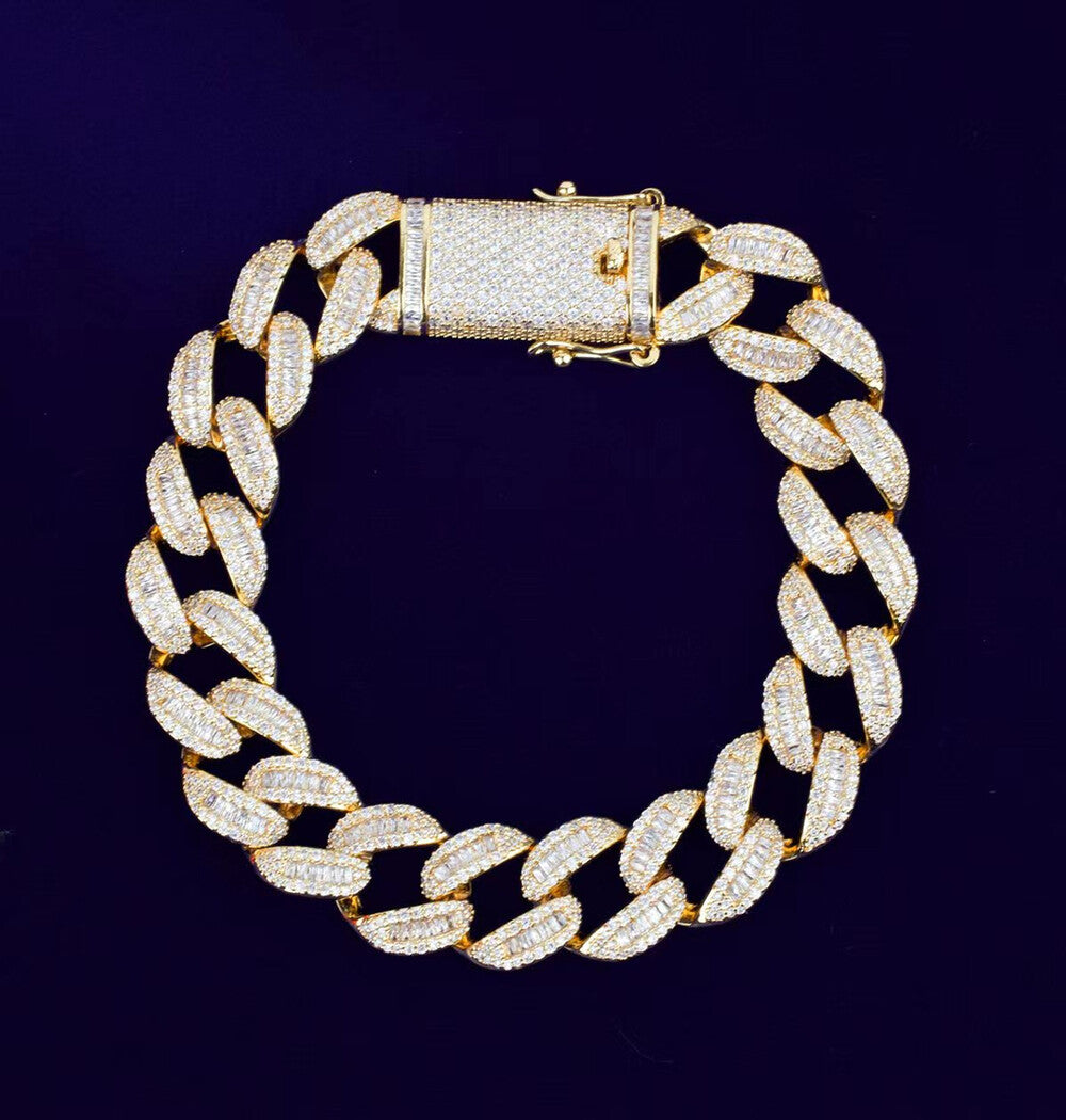 Iced Out Moissanite Link Hip Hop Bracelet