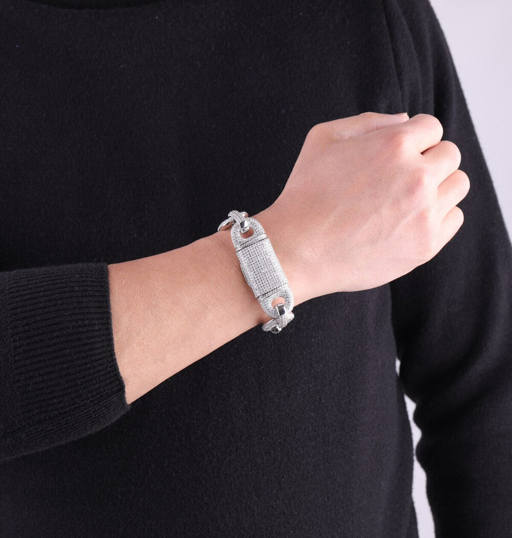 Colorless Moissanite Iced Out Men's Hip Hop Bracelet