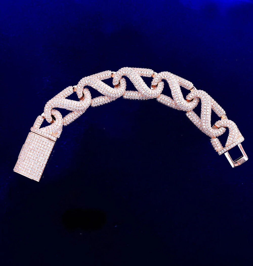 Round Cut Moissanite Iced Out Hip Hop Bracelet For Men's
