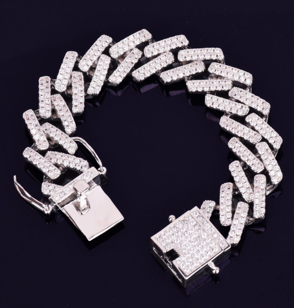 Iced Out Moissanite Cuban Link Hip Hop Bracelet