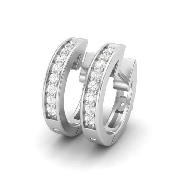 Colorless Moissanite Round Cut Pave Set Hoop Earrings