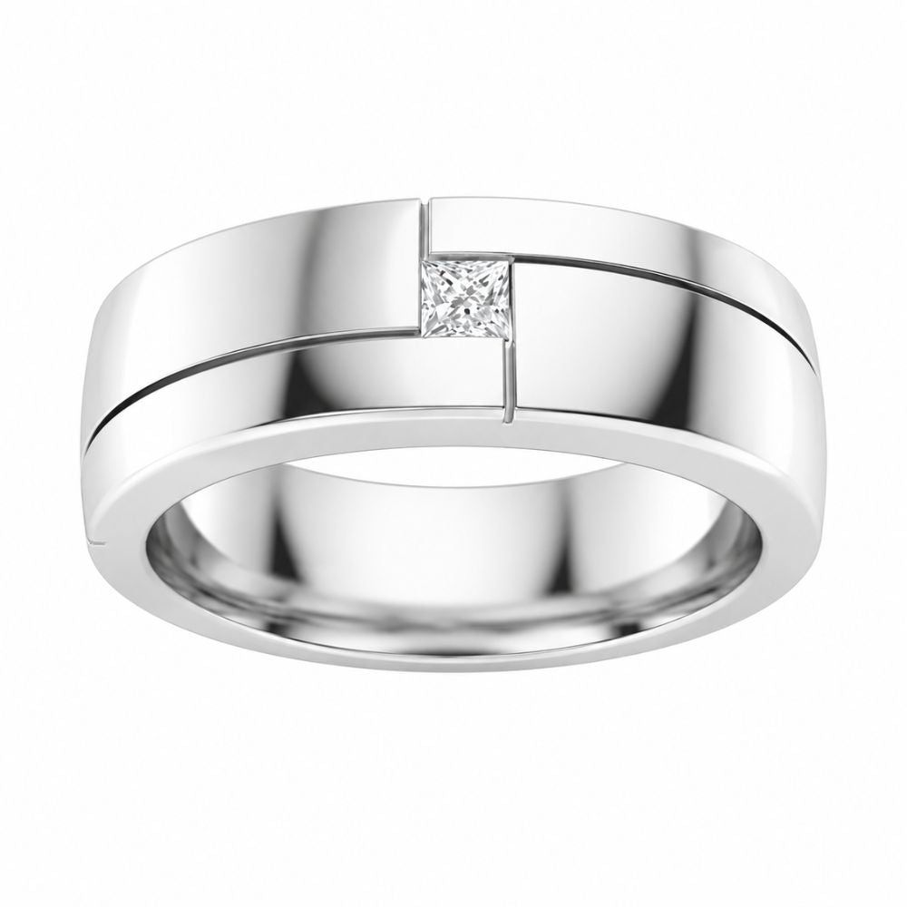 Lab Grown Diamond Princess Cut Flush Set Wedding Band