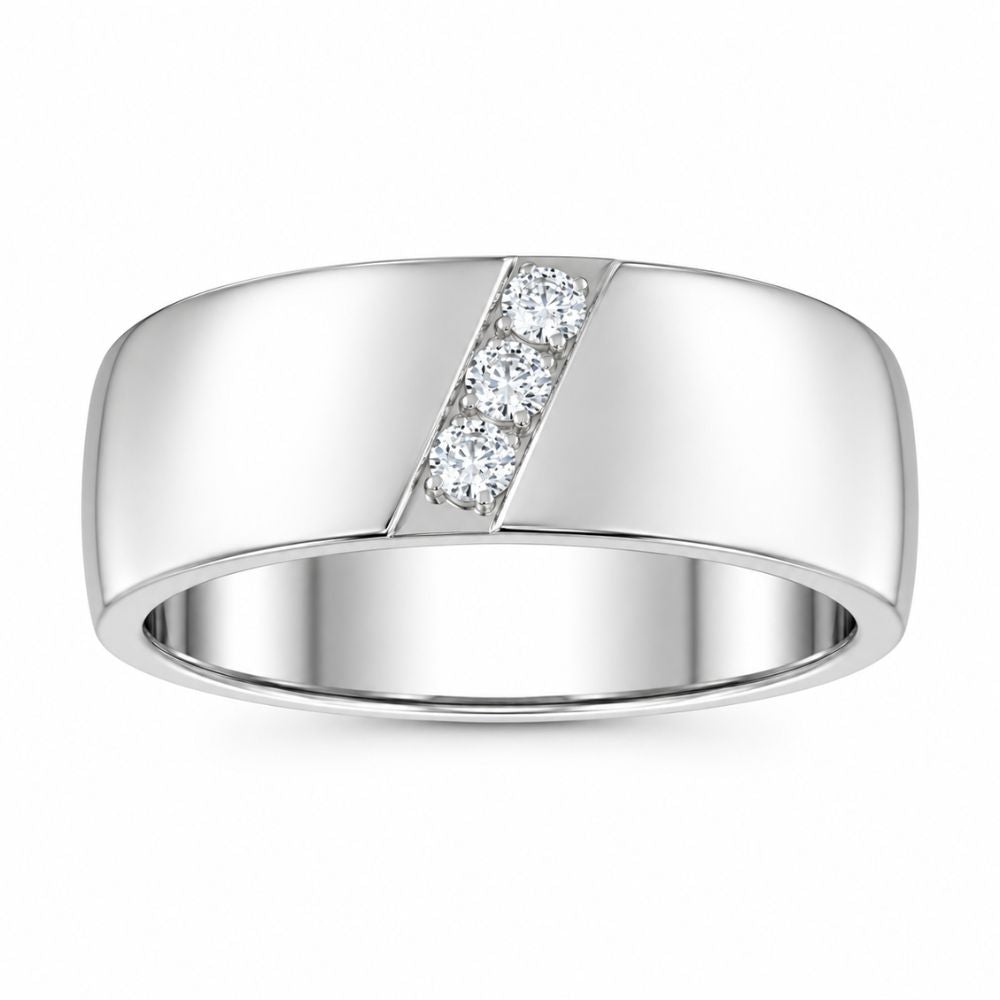 Round Cut Lab Grown Diamond Pave Set Wedding Band For Him