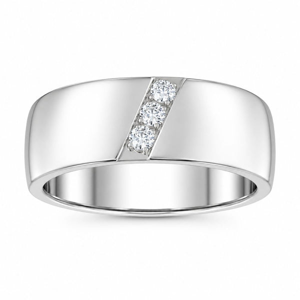Round Cut Lab Grown Diamond Pave Set Wedding Band For Him