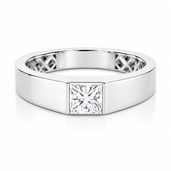 Princess Cut Solitaire Flush Set Lab Grown Diamond Engagement Ring