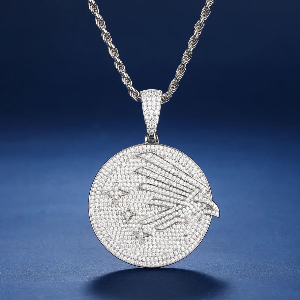 Iced Out Moissanite Diamond Eagle Coin Hip Hop Pendant