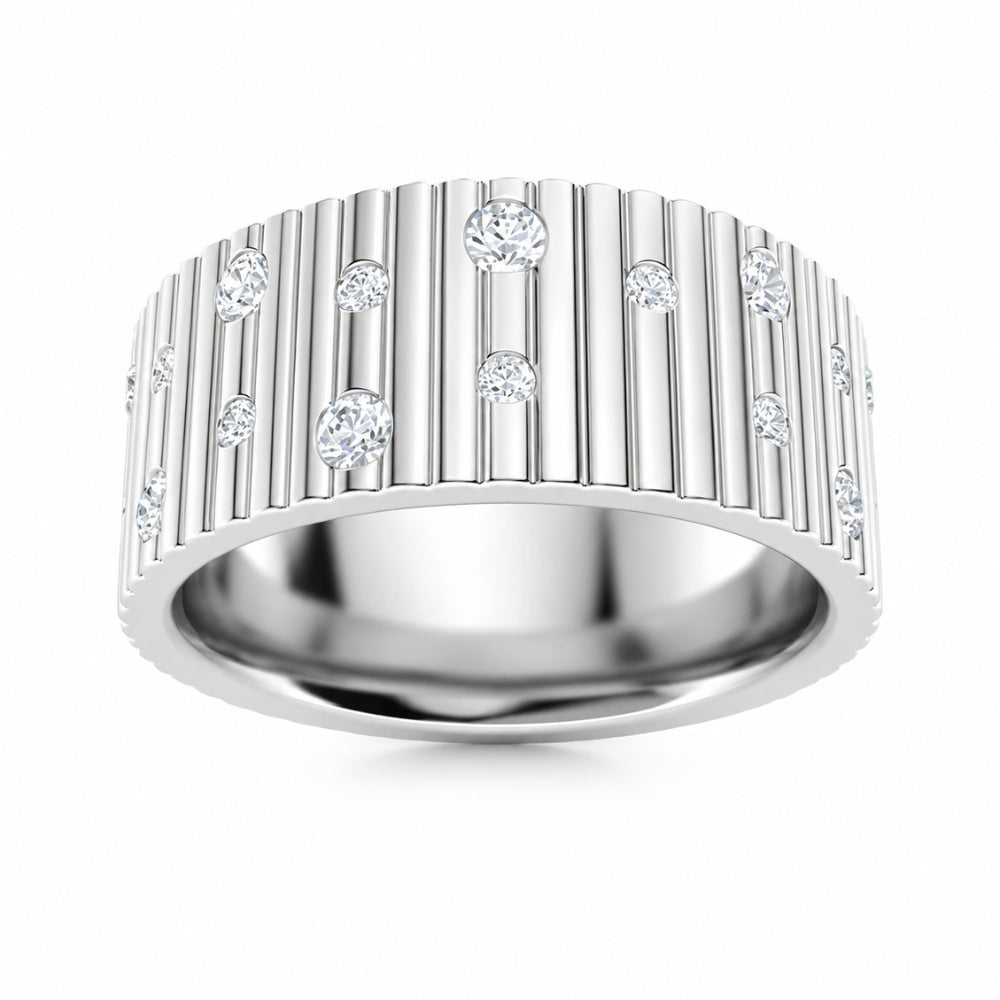Lab Grown Diamond Round Cut Flush Set Wedding Band