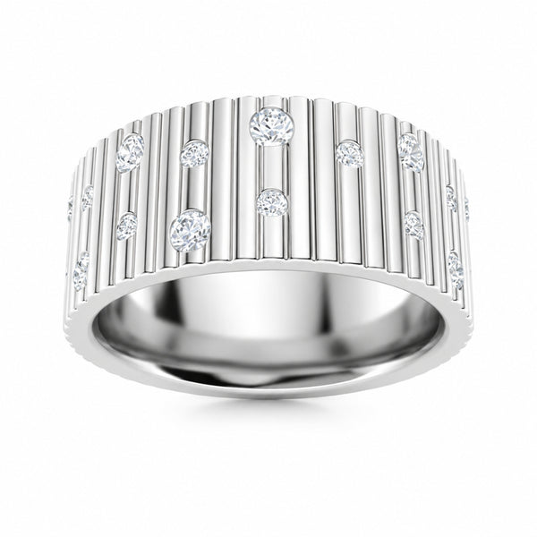 Lab Grown Diamond Round Cut Flush Set Wedding Band