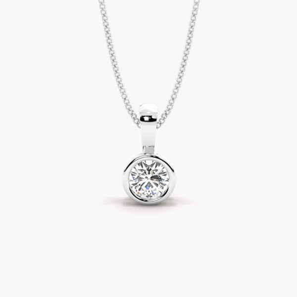 Round Cut Moissanite Bezel Set Solitaire Pendant