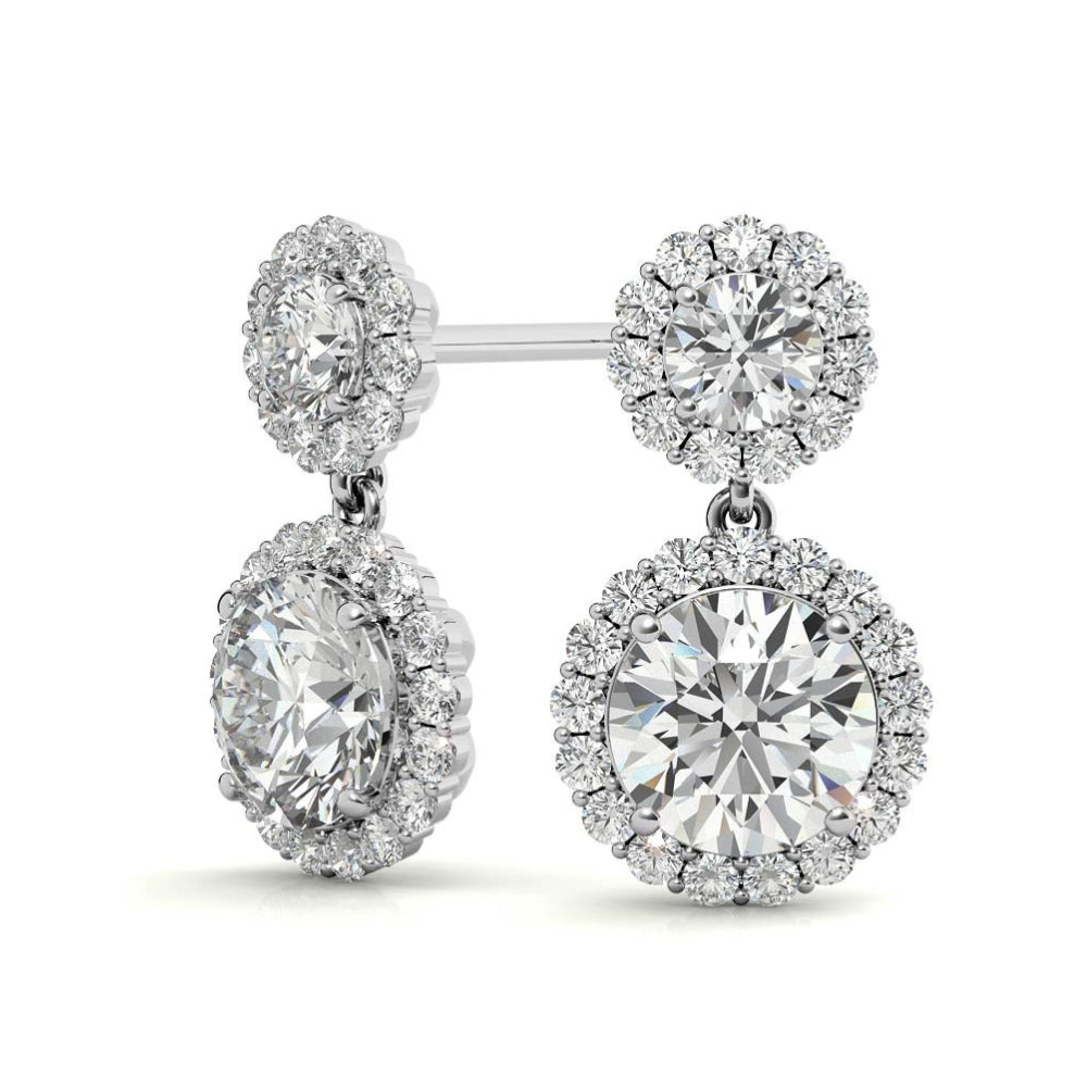 Round Cut Halo Style Moissanite Women's Earrings For Birthday Gift