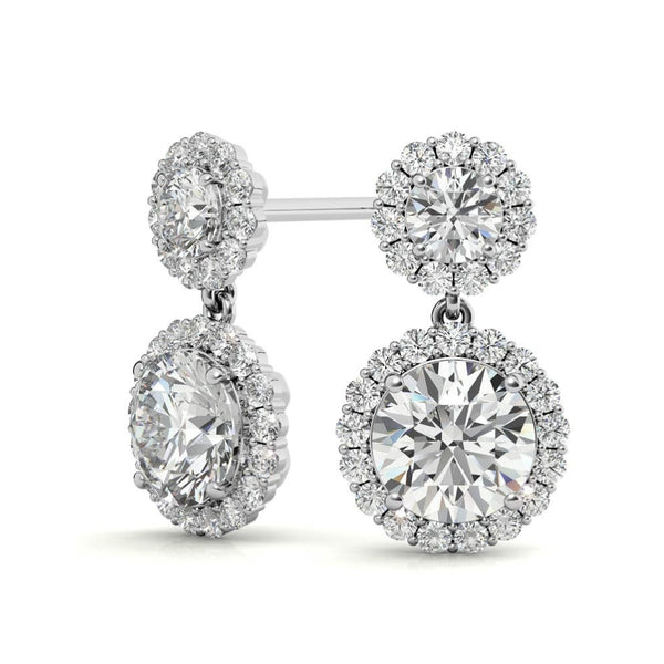 Round Cut Halo Style Moissanite Women's Earrings For Birthday Gift