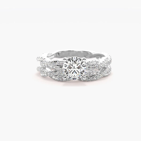 Round Cut Twisted Style Moissanite Wedding Ring Set