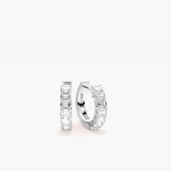 Emerald Cut Inside Out Moissanite Hoop Earring