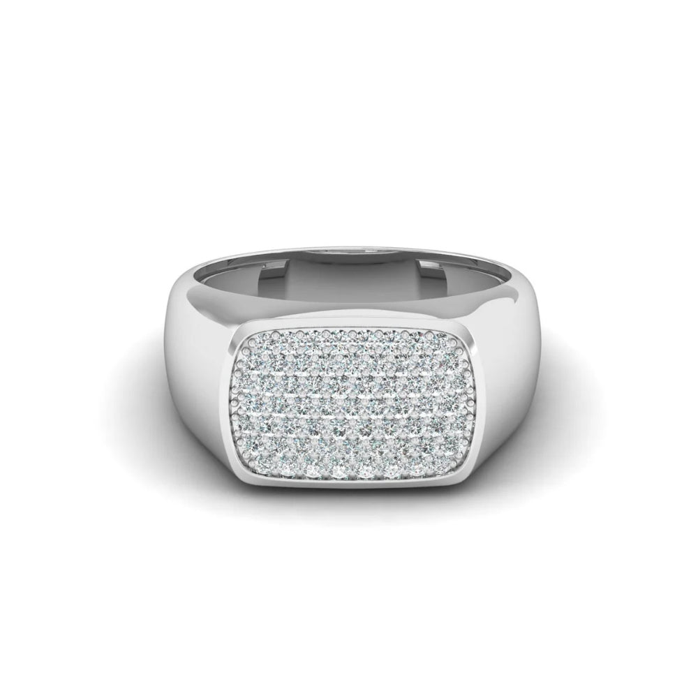 Round Cut Lab Grown Diamond Pave Set Men's Ring For Anniversary Gift