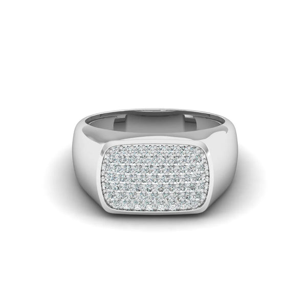 Round Cut Lab Grown Diamond Pave Set Men's Ring For Anniversary Gift